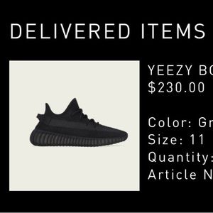 NWT Adidas Yeezy Boost V2 Onyx size 11